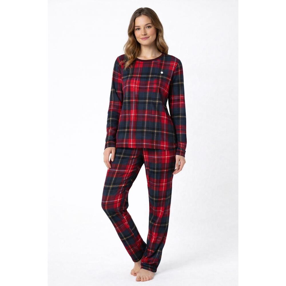 Lucky Brand Plaid Pajama Set Women’s Medium Red Blue Christmas Lounge Sleepwear